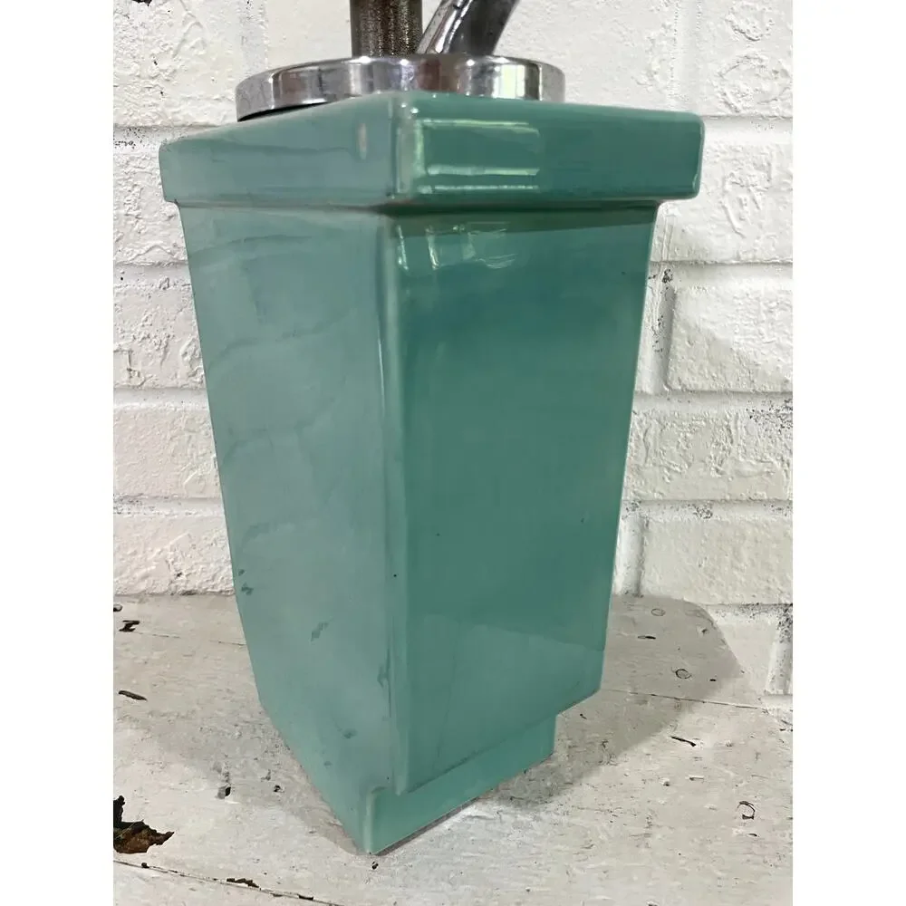 Vintage Hall China Aqua Jade Green Lemon Syrup Dispenser Soda Fountain Pump
